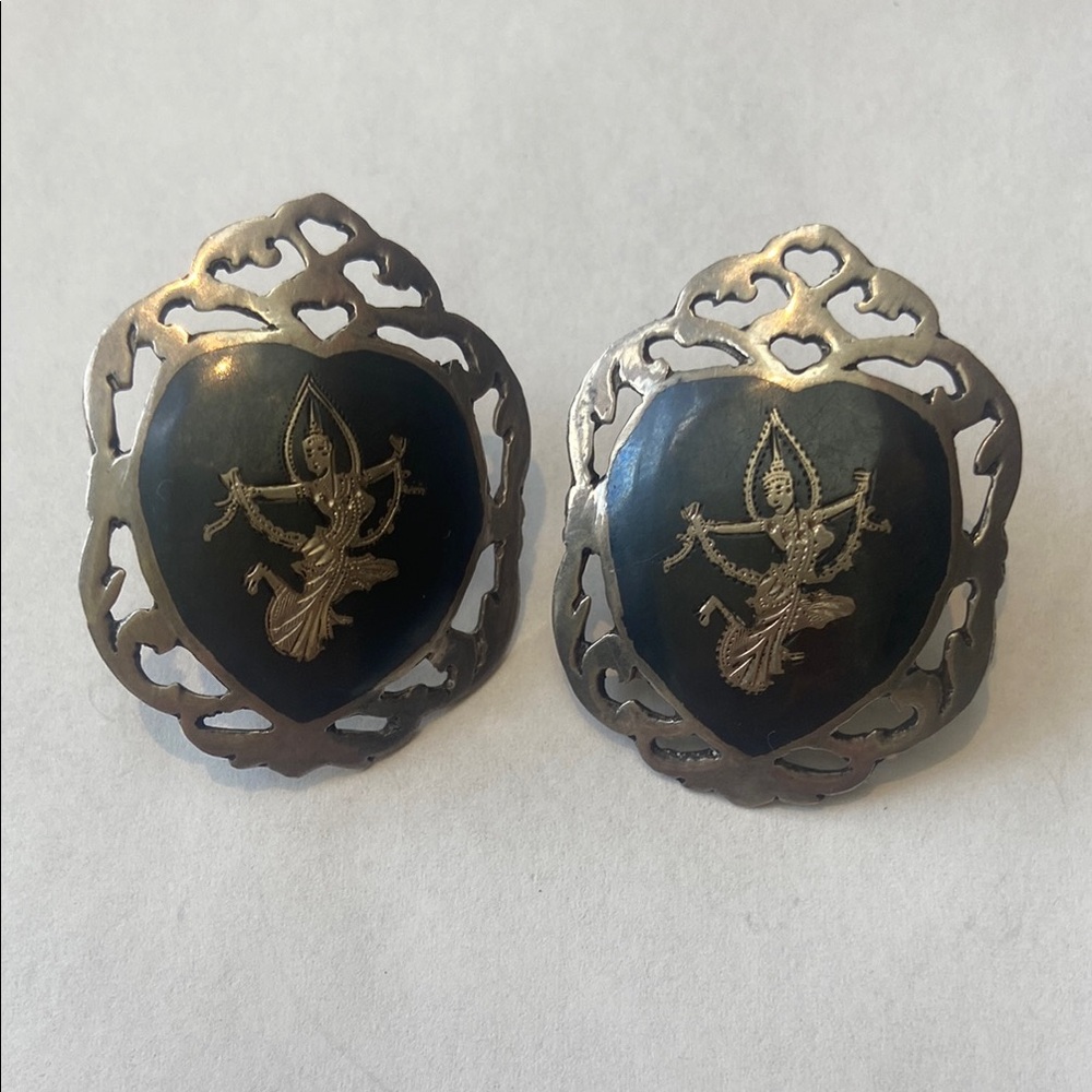 Siam Silver, Sterling, Niello earrings